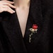 Red Rose Flower Brooch Pin – Crystal Floral Lapel Pin For Women & Men, Wedding & Party Jewelry Gift - View #6