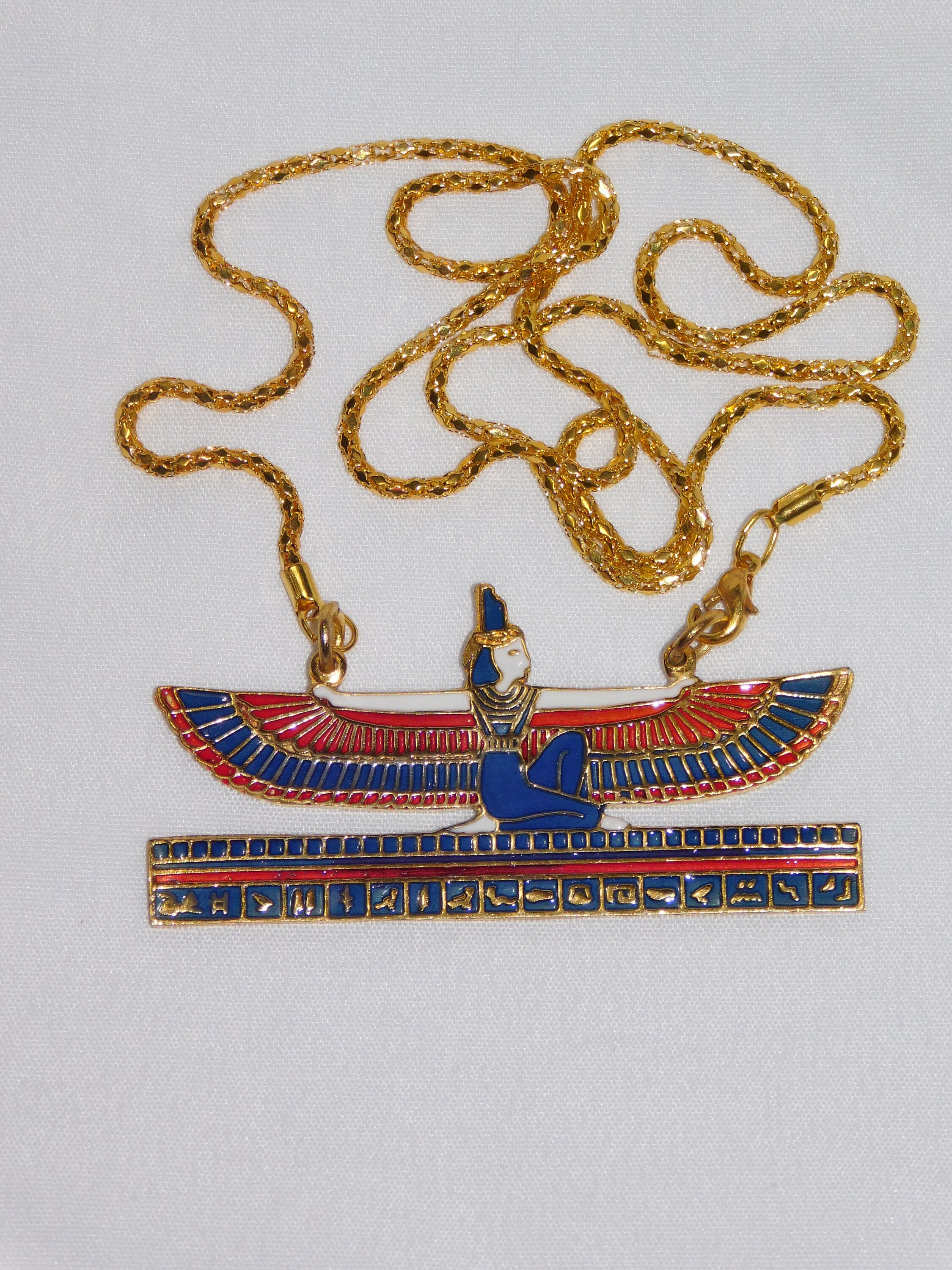 Egyptian Gift Goddess ISIS Open Wings Hand Made Enameled Brass Etsy