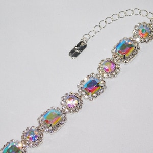 Silver Square & Round Rhinestone Crystal Bridal Party Bracelet /3264 - Etsy