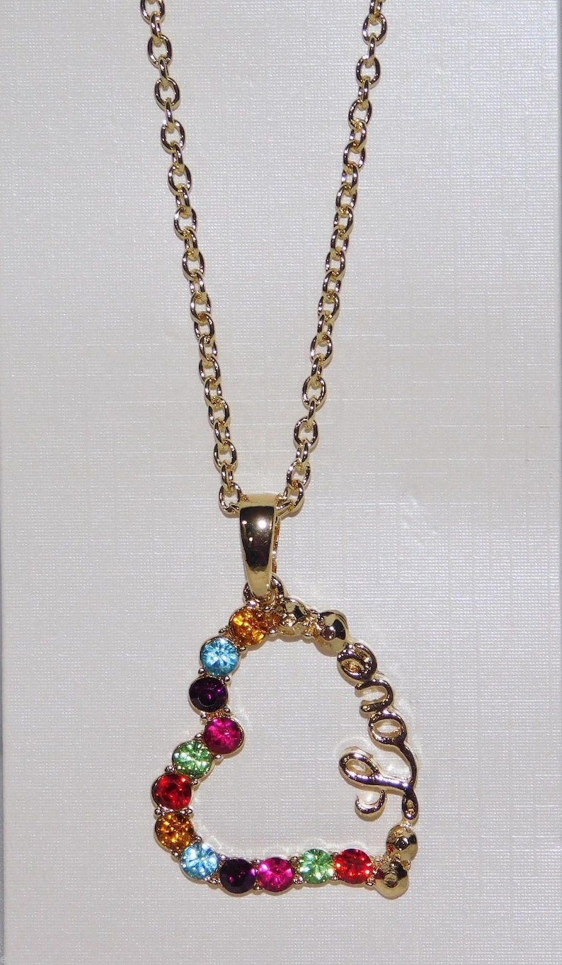 Brand New Valentines Day Love Heart Gold Rhinestone Necklace and Earrings Set