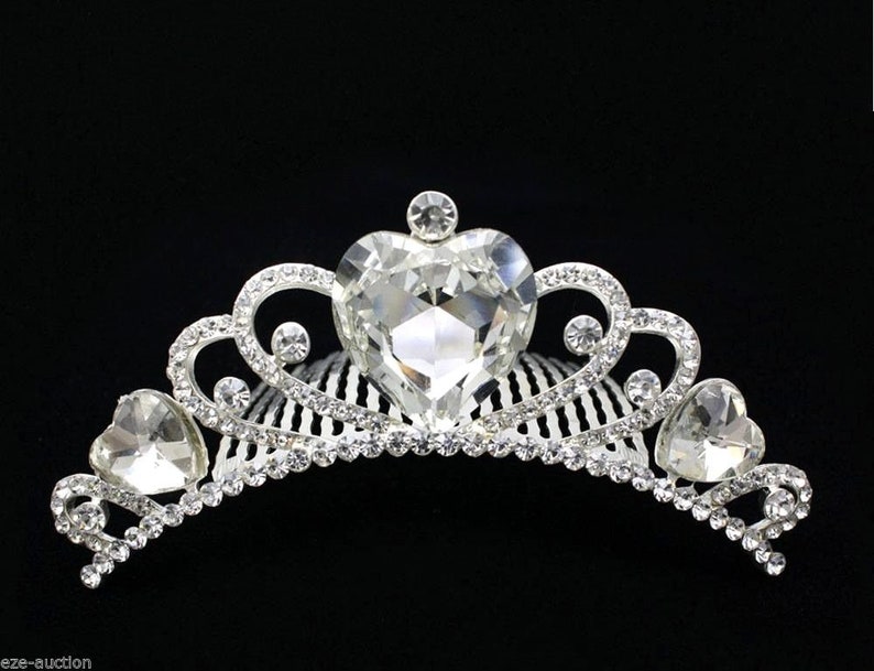 Brand New Wedding Bridal Clear Rhinestones Crystal Silver Prom Party Heart Hair Comb