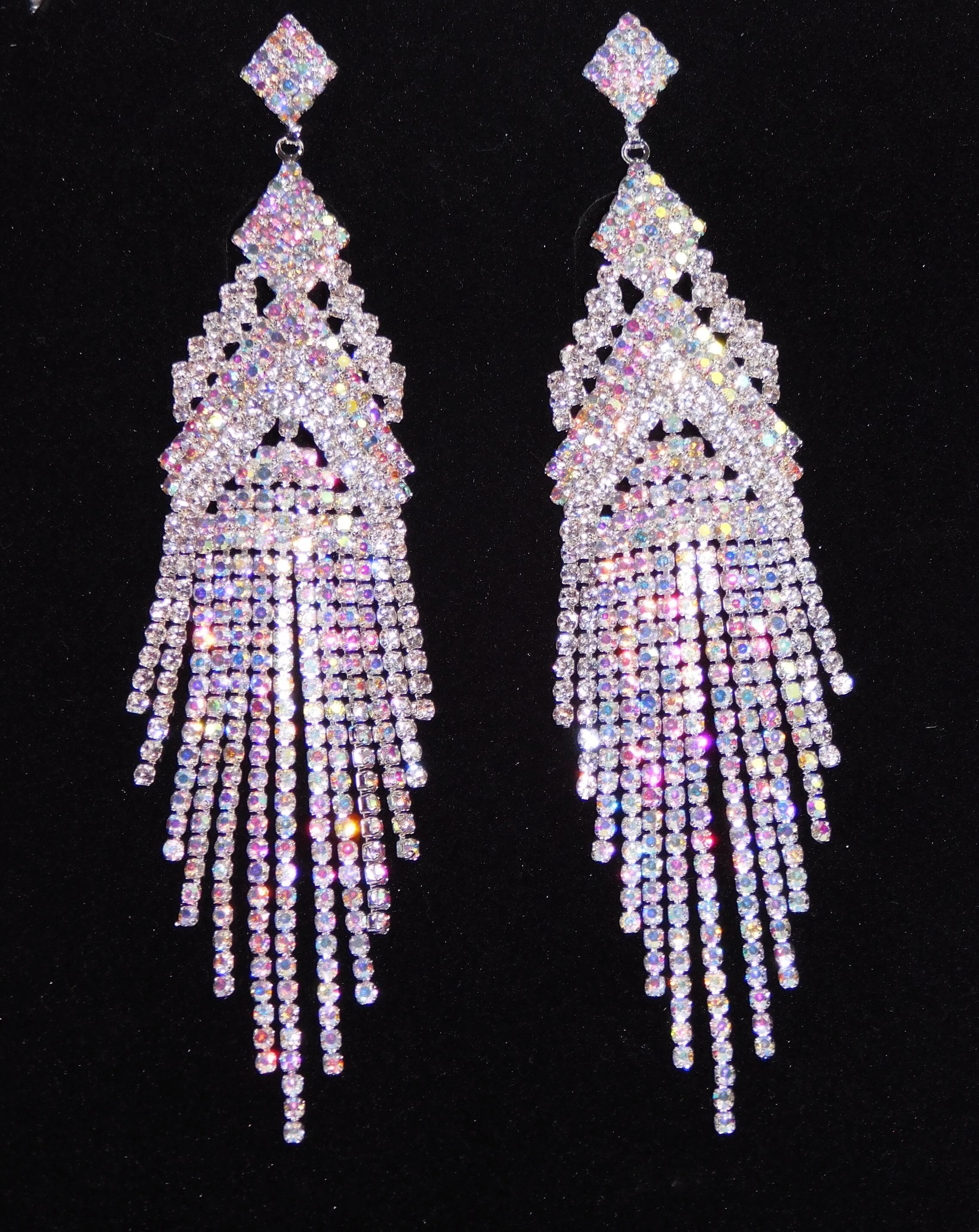 Bridal Silver AB Rhinestone Crystal Bridal Party Drop - Etsy