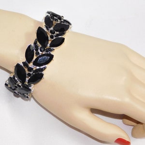 Black Onyx Marquise Rhinestone Crystal Stretch Bracelets Bangle /8641