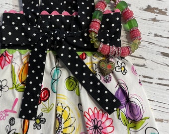 Polka Dot and Flowers Dog Dress