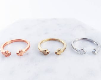 Bague minimaliste; minimal; anneau en or rose; bague en argent; anneau d'or; anneau croisé; Traversé