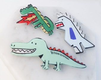 Dinosaur series; crocodile pin; alligator pin; dinosaur pins