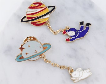 Astronaut pin, rabbit pin, fly me to space