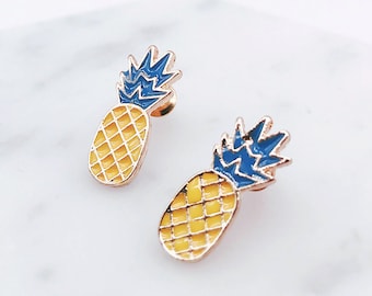 Pineapple earrings; pinapple studs; fruit earrings; summer fun;