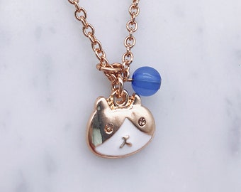 Curious cat necklace; Gold cat necklace; Cat accessories; Cat necklace; Cat penndants