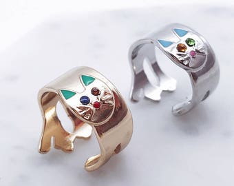 Standing cat ring; cat rings; cats; cat accessories; cat design; cute ring; cute cats;