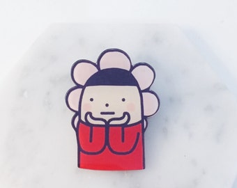 Cute flower man; cute as a flower; flower pin; funny pin; cute