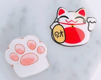 Fortune cat pin; paw pin; pins; cat pins; cat brooch; cute cats; cat lovers;