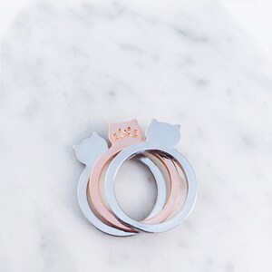 Stackable cat rings, pink gold rings, gold rings, cat accessories, stackable ring image 3
