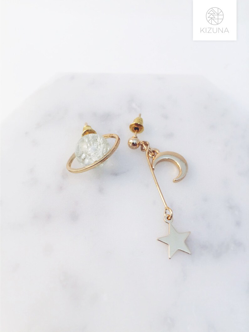 Saturn earrings; galaxy earrings; space earrings; space pierces