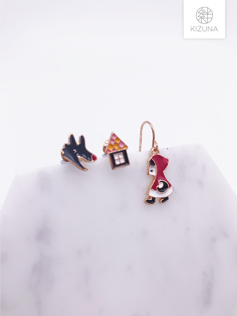 Alice in wonderland earrings; Snow white Earrings; Red Riding Hood earrings; Mix /& Match; Set earrings; Set pierces