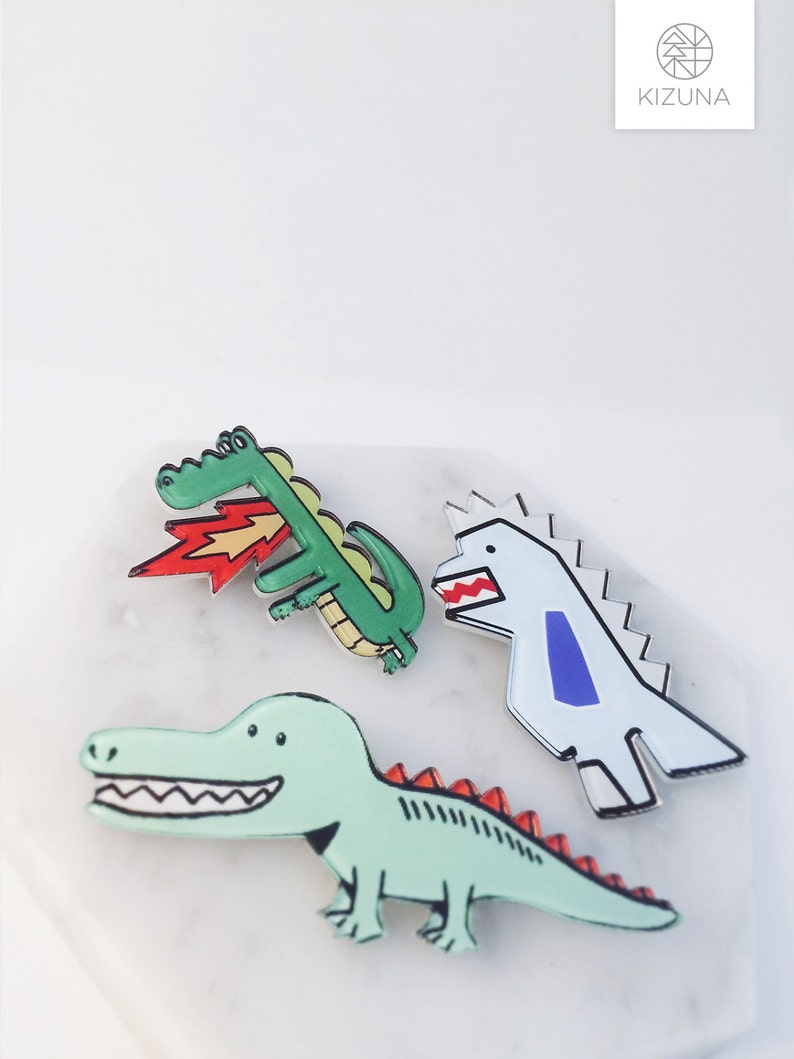 Dinosaur series crocodile pin alligator pin dinosaur pins image 1