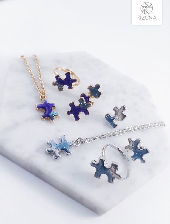 Galaxy puzzle accessories puzzle necklace puzzle pierce Etsy