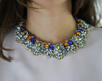 gift for her,Statement Necklace || Luxury Rhinestone Necklace || Women's Statement Jewellery