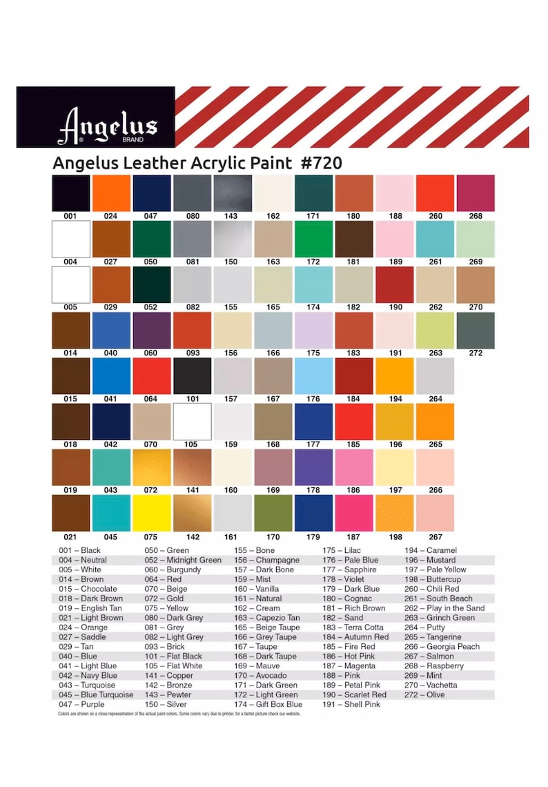 angelus direct color chart