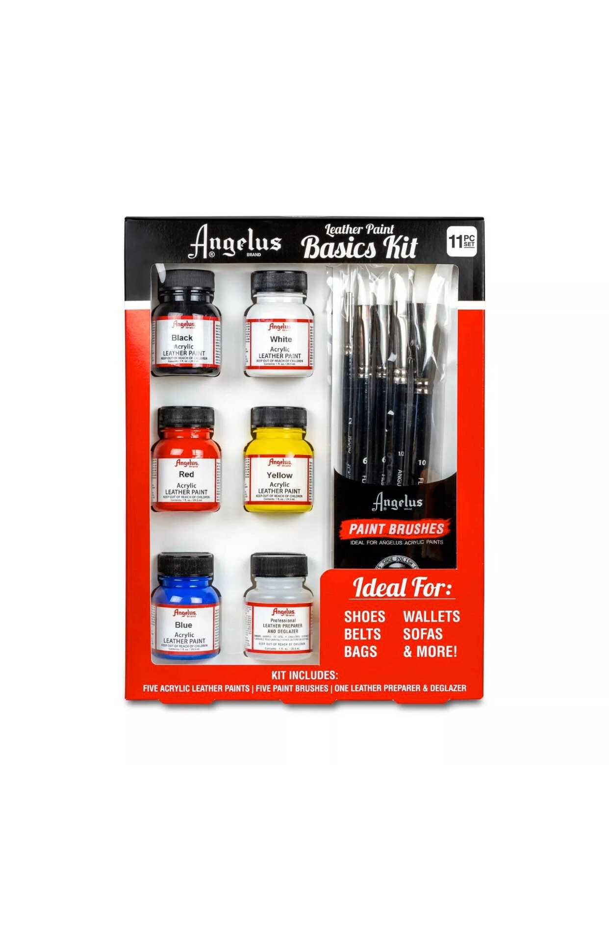 Angelus Leather Paint Starter Kit With Preparer & Deglazer and Brush