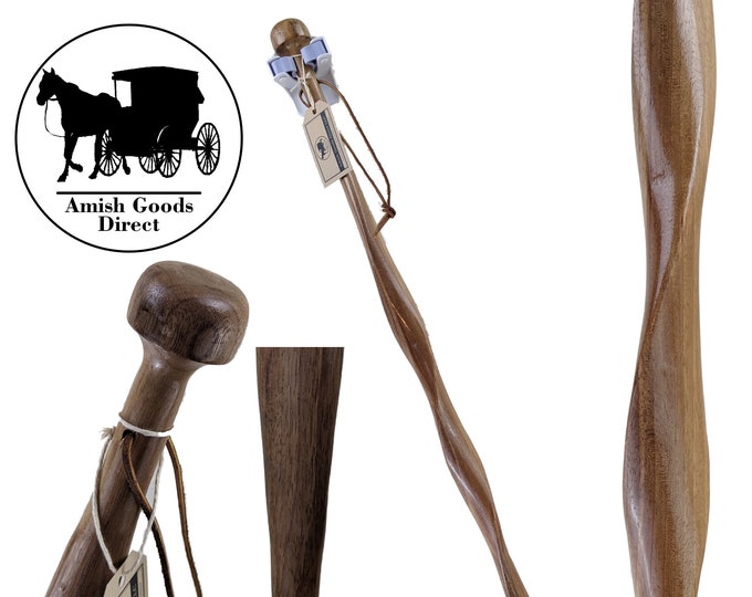 Featured listing image: 36" Amish Handcrafted Black Walnut Walking Stick Twist Style - Elegant and Practical - Strong Design