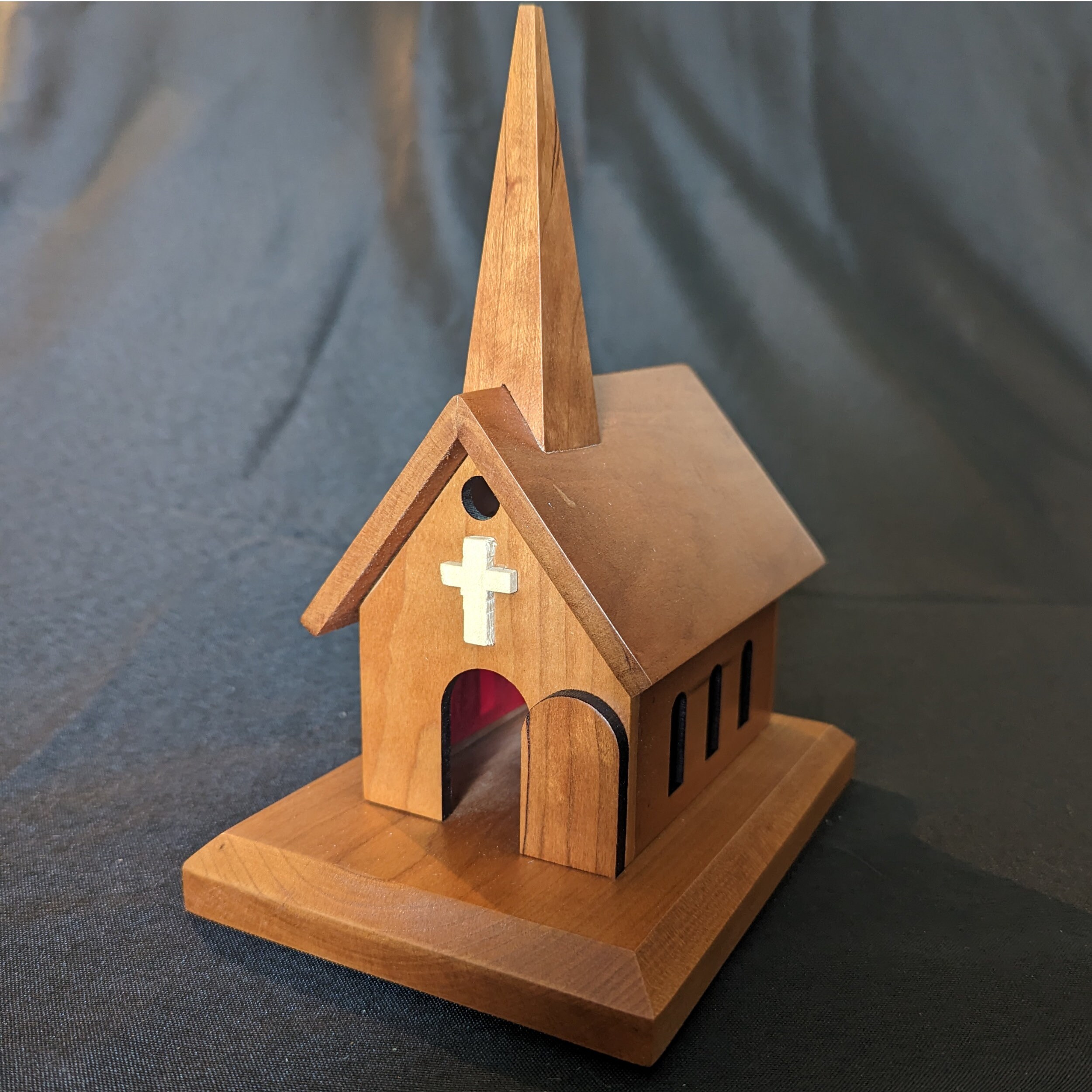 Handcrafted Amish Cherry Wood Church Music Box Plays Amazing
