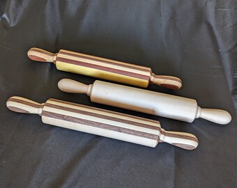 Handcrafted Amish Rolling Pin | Premium Maple, Striped Walnut-Maple Or Exotic Woods | 18" Length | Eco-friendly Packaging