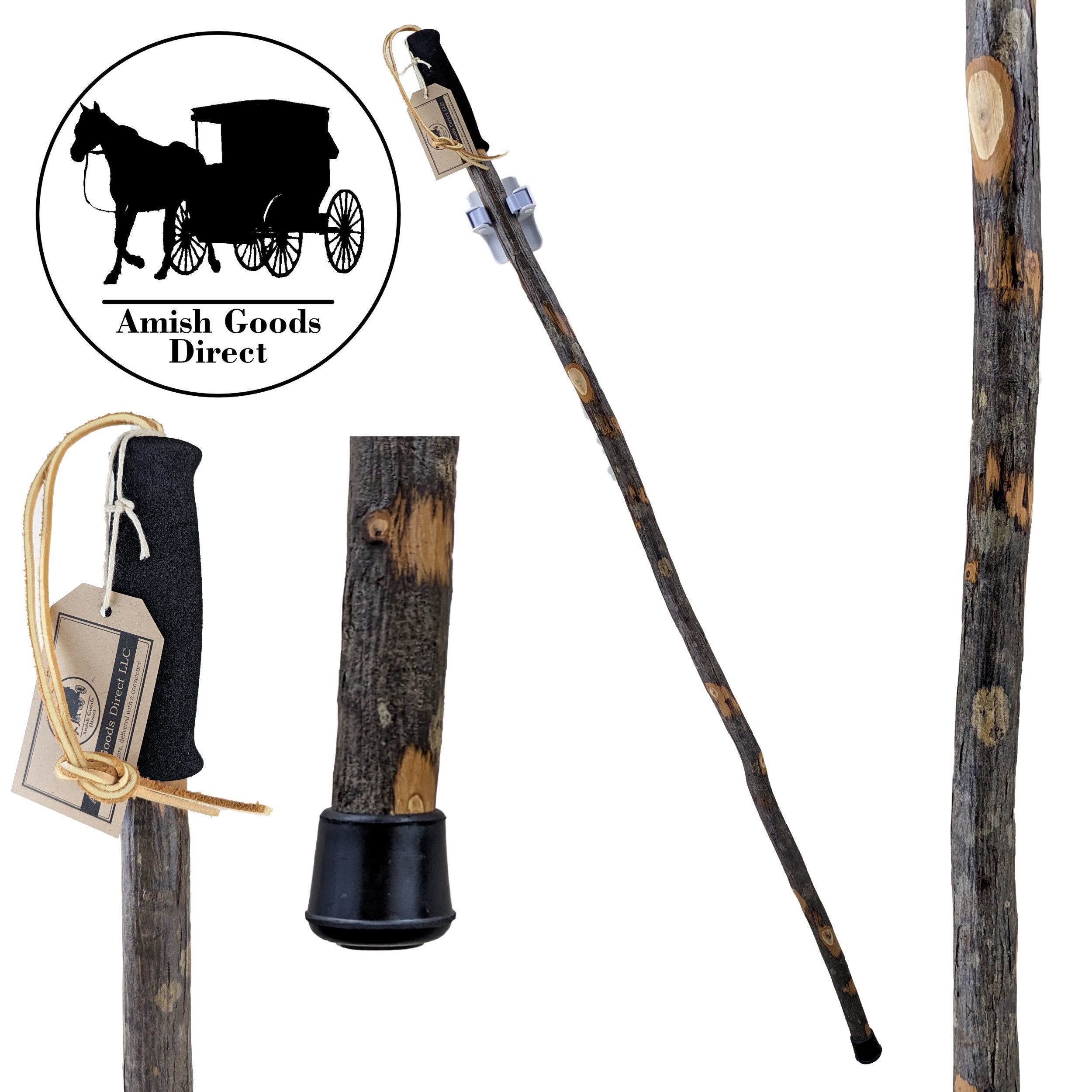 Amish Hardwood Twisted Walking Cane with Handle