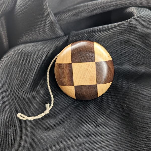 Amish Made Wooden Yo-Yos - Black Walnut or Walnut & Maple Checkerboard - Handcrafted Classic Toy - Unique Gift Idea