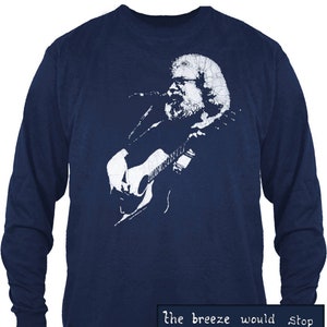 Jerry Garcia Acoustic Guitar Navy Long Sleeve T-Shirt
