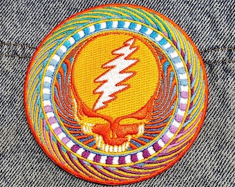 Grateful Dead Patch-Orange Sunshine Steal Your Face
