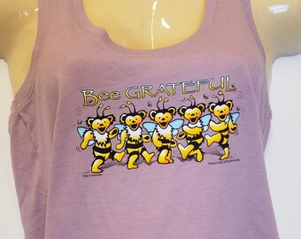 Grateful Dead Women's Tanktop- Bee Grateful- Dancing Bears - Tri-Blend tank