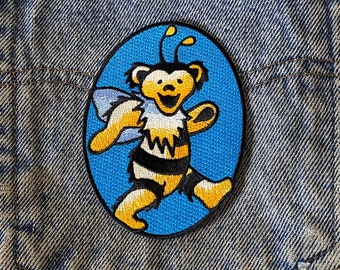 Grateful Dead Patch-Dancing Bear Bee Iron On