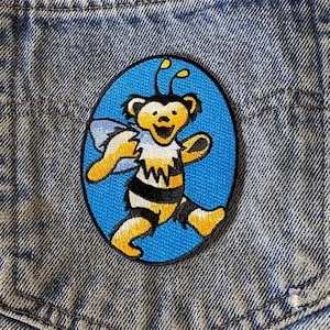 Grateful Dead Patch-Dancing Bear Bee Iron On
