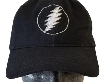 Black- Grateful Dead hat- bolt~circle, 13 point Lightning Bolt embroidered baseball cap / hat /Dead and Company /