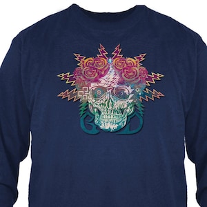 Grateful Dead Shirt-Long sleeve T with Skull and Roses/Bertha/ with 13 Point Lightning Bolts