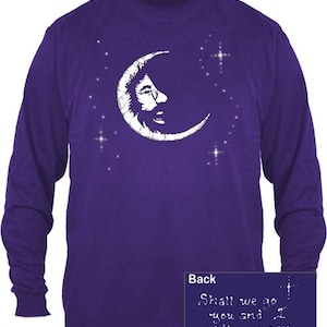 Jerry Garcia Long sleeve T-shirt/ Purple Jerry Moon/ Grateful Dead-100% cotton long sleeve shirt.