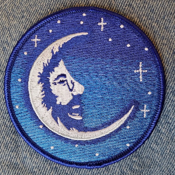 Jerry Garcia Moon 100% embroidered iron-on Patch / Grateful Dead/ Stars