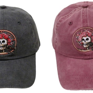 Grateful Dead Hat-Skull and Roses-Bertha, Dad Hat, ongestructureerde hoed met 6 panelen, perfecte deadhead-hoed.