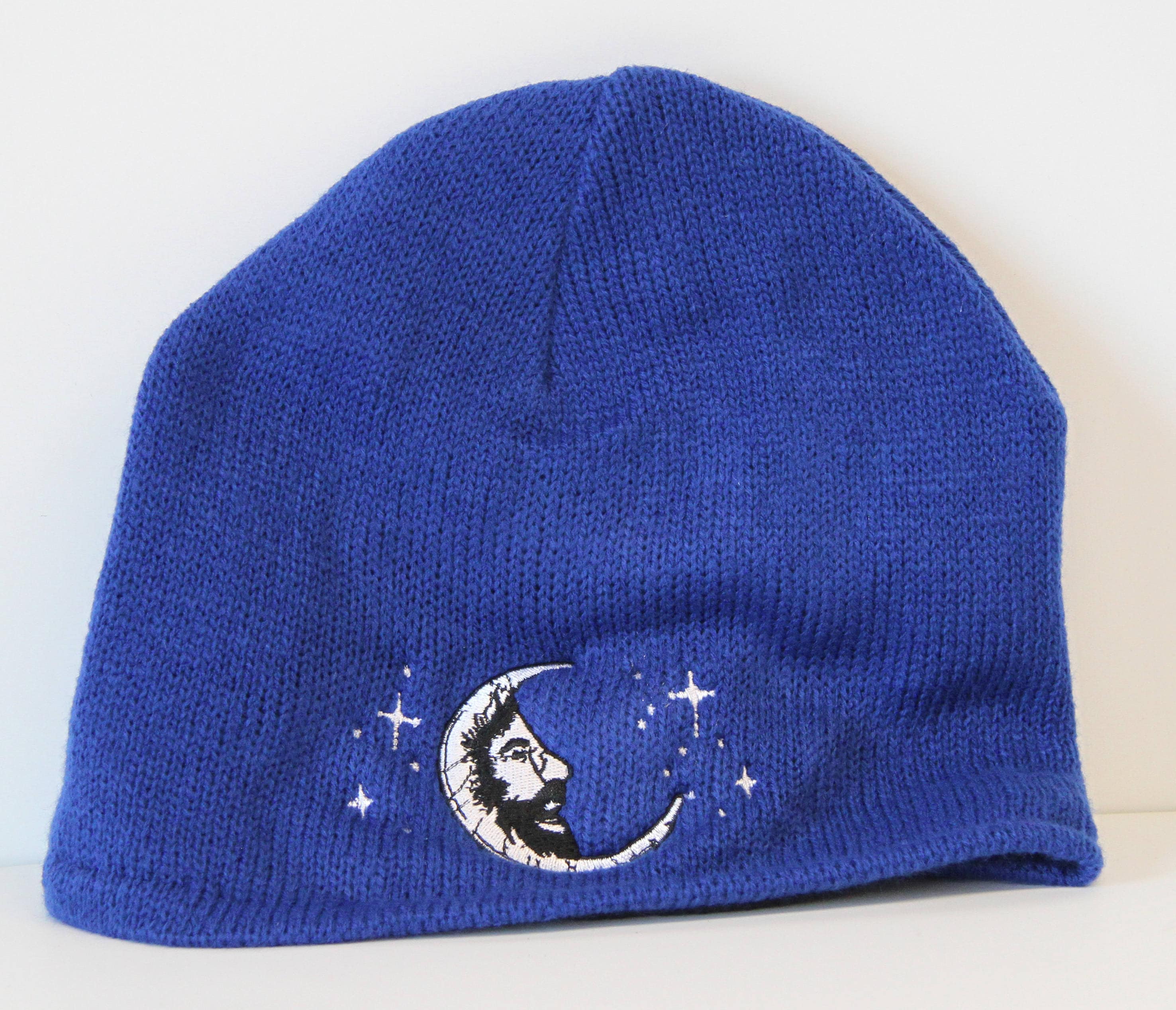 Jerry Garcia in the Moon embroidered beanie/ acrylic with polyester micro fleece lining