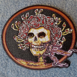 Grateful Dead Patch -Skull and Roses Embroidered Patch/ Iron on / Bertha /