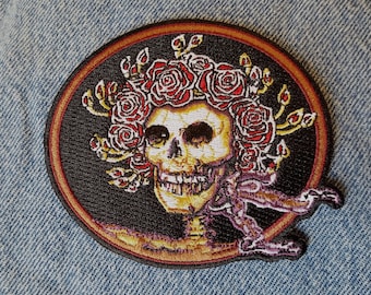 Grateful Dead Patch -skull and Roses Embroidered Patch/ Iron on