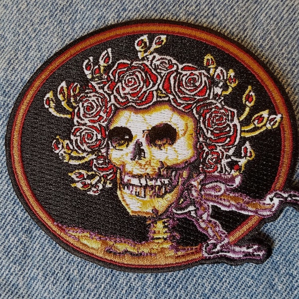 Grateful Dead Patch -Skull and Roses Embroidered Patch/ Iron on / Bertha /