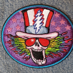 Uncle Sam Grateful Dead Patch, Top Hat Skeleton | US Blues