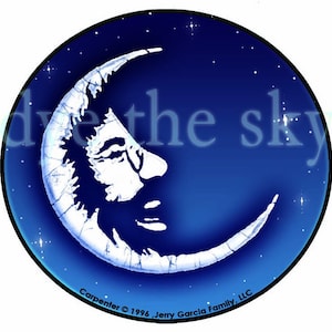 Jerry Garcia Moon Sticker- Grateful Dead- Sticker-Decal- Laptop sticker- Helmet Sticker-Car Sticker-