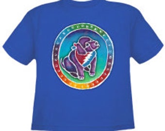 Grateful Dead Kids T shirt/ Puppy with Stealie 13 point lightning Bolt Bandana on 100% Cotton Youth T