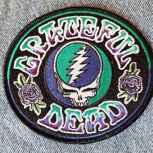 Grateful Dead Patch -Stealie Embroidered Patch/ Steal Your Face/ Psychedelic/ 13 point Lightning Bolt/ Roses