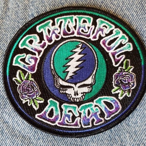 Grateful Dead Patch -Stealie Embroidered Patch/ Steal Your Face/ Psychedelic/ 13 point Lightning Bolt/ Roses