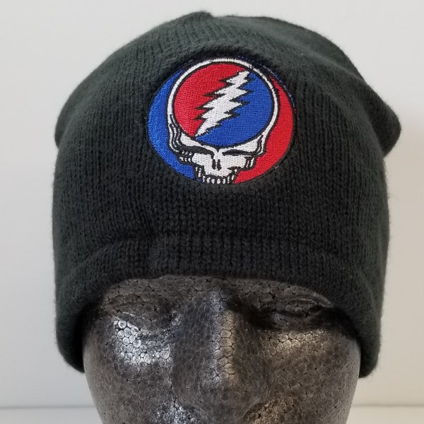 Grateful Dead Hat/ Steal your face Beanie/ Embroidered directly on the hat/Fleece Lined Beanie/SYF/Stealie/Acrylic Beanie with Fleece lining