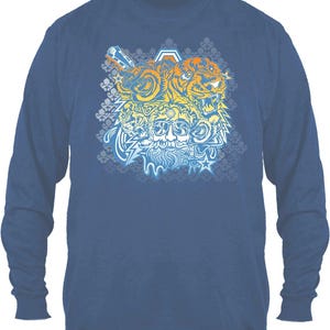 Größe L-Jerry Garcia Tigers Langarm T-Shirt : Indigo Heavyweight Cotton